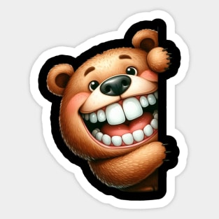 Cute Bear Playing Peek a Boo Sticker